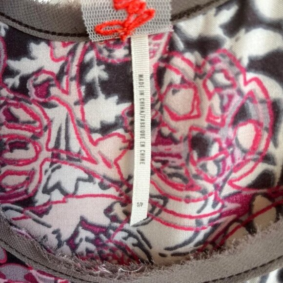 Free People Boho Swing Dress Black Pink Floral Size Small - Picture 8 of 10